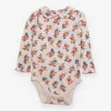 Bodysuit long sleeve white floral