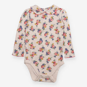 Bodysuit long sleeve white floral
