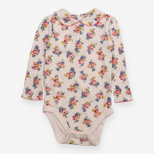 Bodysuit long sleeve white floral
