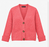 Cardigan V Neck Button Front Marl Pink