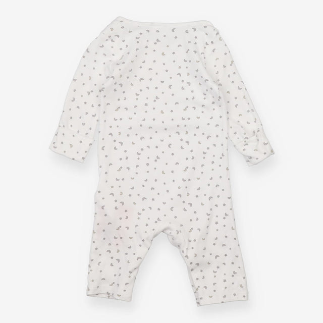 Footless sleepsuit white half moons and stars