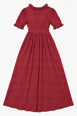 Burgundy Ruffle Button Front Maxi Dress