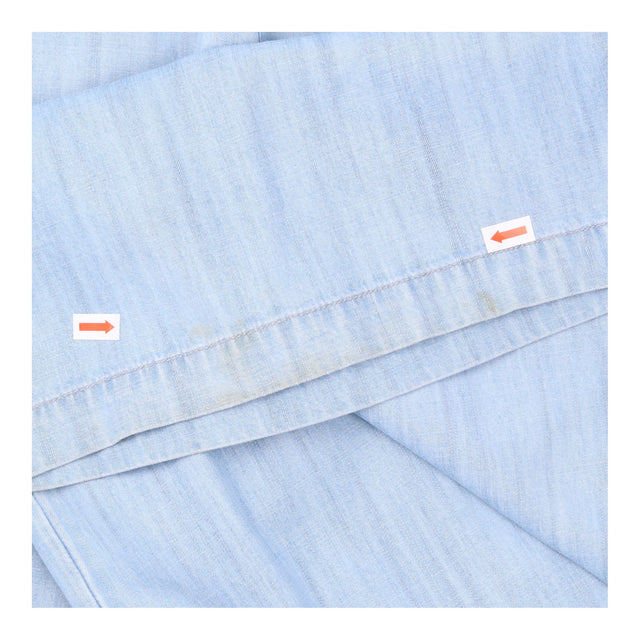 Wide Leg Petite Trousers in Light Blue Denim Look