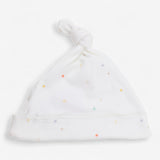 Baby hat and mittens set white with coloured stars