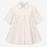 Shirt Popover Short Sleeve White Cotton Oversized