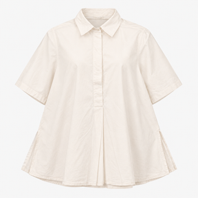 Shirt Popover Short Sleeve White Cotton Oversized