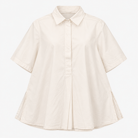 Shirt Popover Short Sleeve White Cotton Oversized