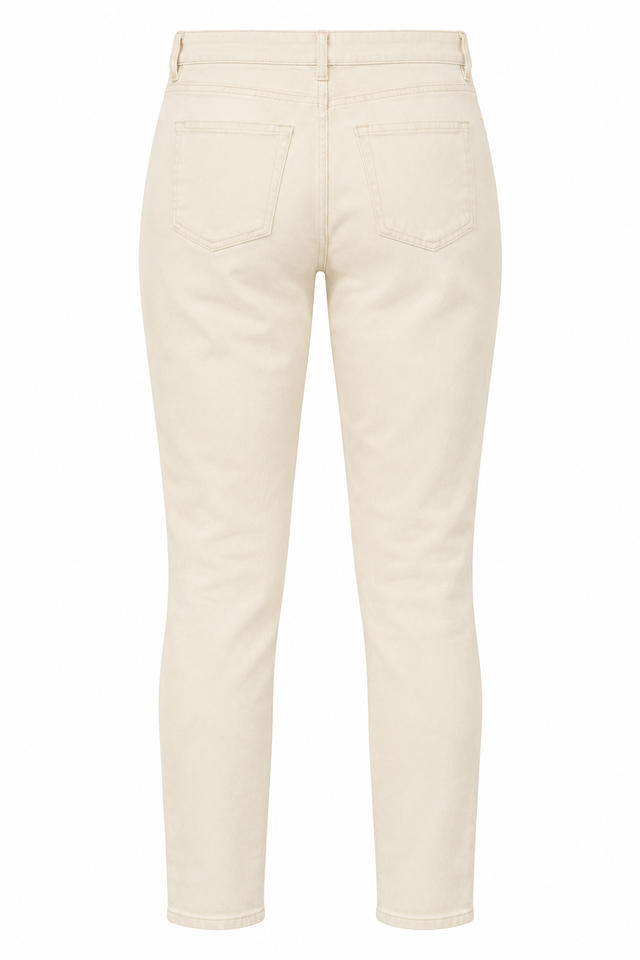 Jeans Slim Mid Rise Ecru Denim Pocket Stretch