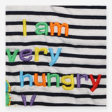 T-shirt black white striped ''I am very hungry ''