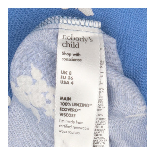 Maxi Dress Blue Ivory Floral Wrap Tie Waist Split