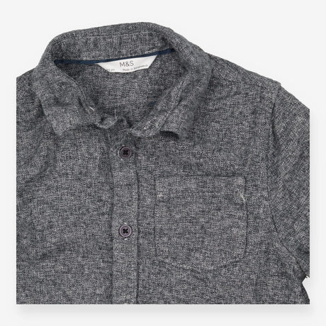 grey button up shirt