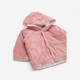 Hooded Cardigan Pink with spotted lining
