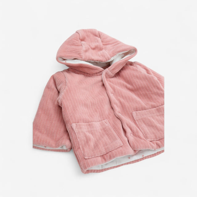 Hooded Cardigan Pink with spotted lining