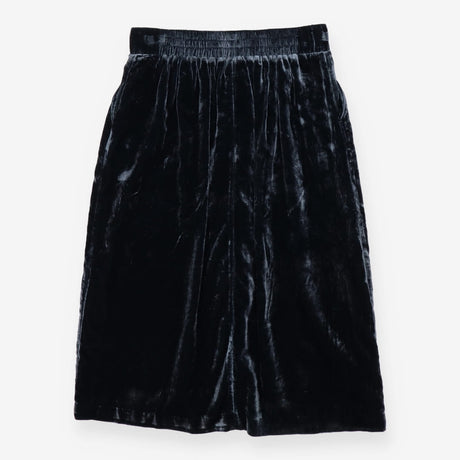 Marl Grey Velour Midi Skirt Elastic Waist Soft Vel