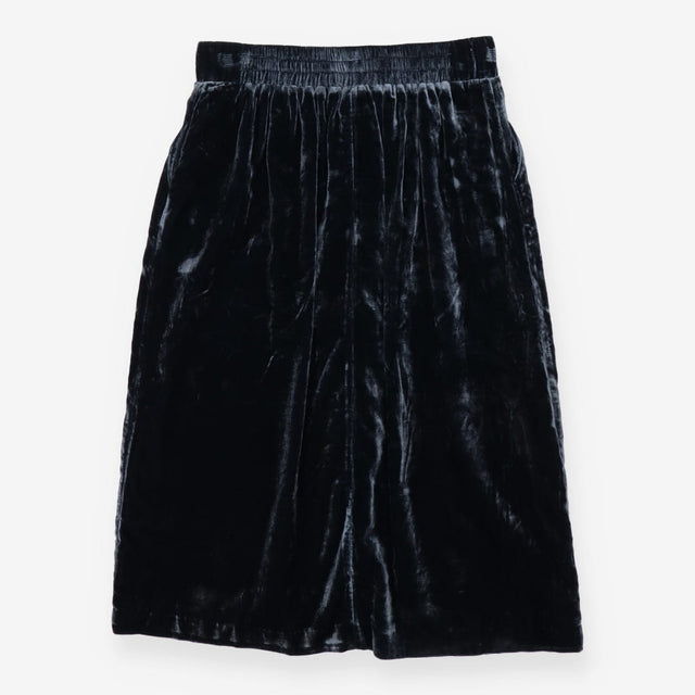 Marl Grey Velour Midi Skirt Elastic Waist Soft Vel