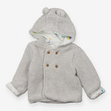 Cardigan grey hood ears white woodland lining
