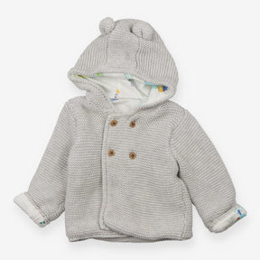 Cardigan grey hood ears white woodland lining