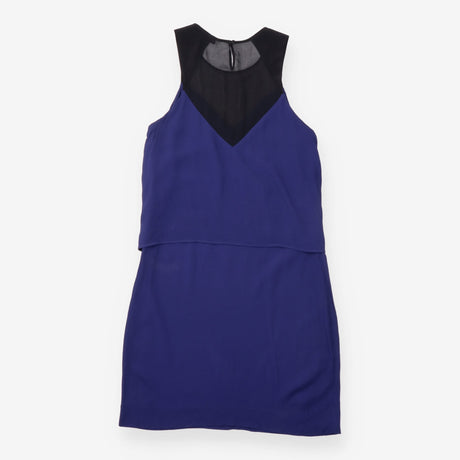 Dress Navy Sheer Black Yoke Layered M