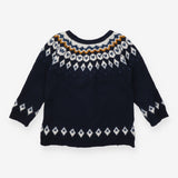 Jumper Knit Navy Fairisle Neckline
