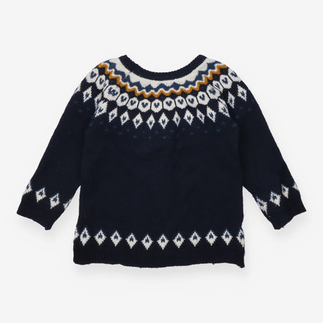 Jumper Knit Navy Fairisle Neckline