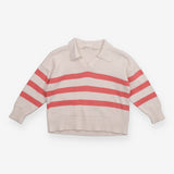 Sweater knit white and pink stripe
