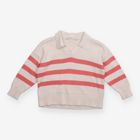Sweater knit white and pink stripe