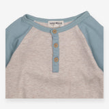 Top Long Sleeve Henley Oatmeal Sage Green