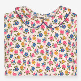 Bodysuit Long Sleeve Collared Cream Floral