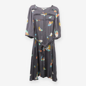 Boden Grey Viscose Button‑Down Midi Dress