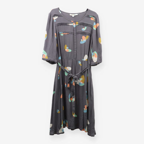 Boden Grey Viscose Button‑Down Midi Dress