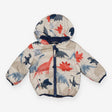 Coat thin puffer cream dinosaurs