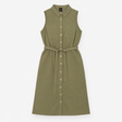 Maxi Shirt Dress in Khaki with Tie Waist and Pocke