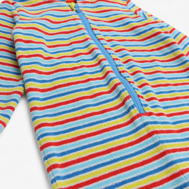 Onesie with Hood Multi Coloured Stripe Towelling