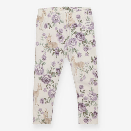 White leggings with purple flowers and deer