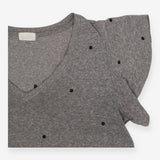 Grey Embroidered Polka Dot Flutter Sleeve Top