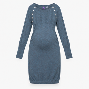 Teal Marl 100% Cotton Cable Knit Long Sleeve Mater
