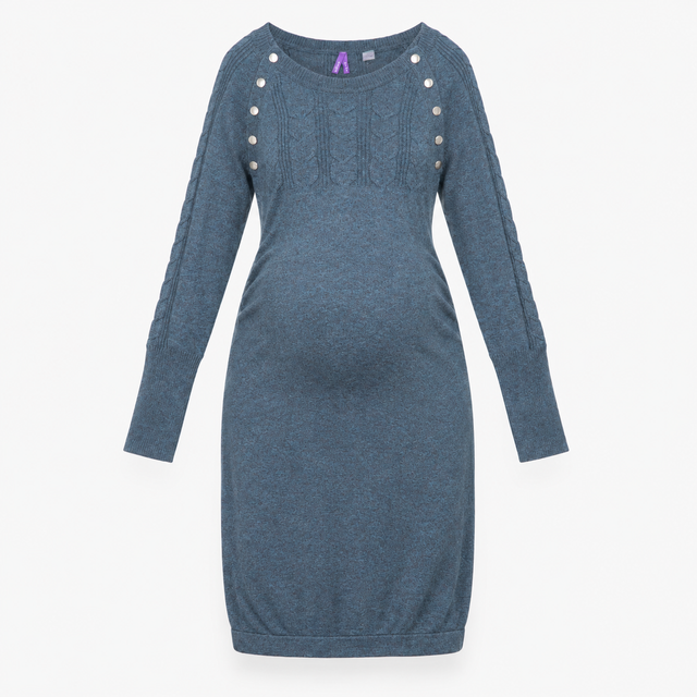 Teal Marl 100% Cotton Cable Knit Long Sleeve Mater