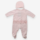 Pink Velour Sleepsuit + Hat - Laura Ashley
