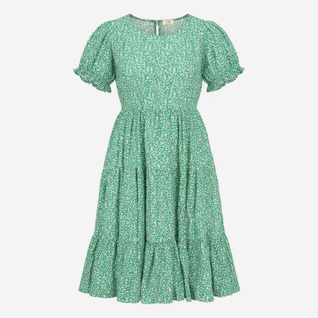 Maternity&Nursing DressTiered Midi Green Animals P