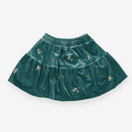 Skirt velour teal with sequin flowers