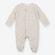 Velour Sleepsuit Grey Embroidery Elephant