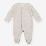 Velour Sleepsuit Grey Embroidery Elephant