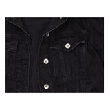 Washed Black 100% Cotton Button Front Denim Jacket