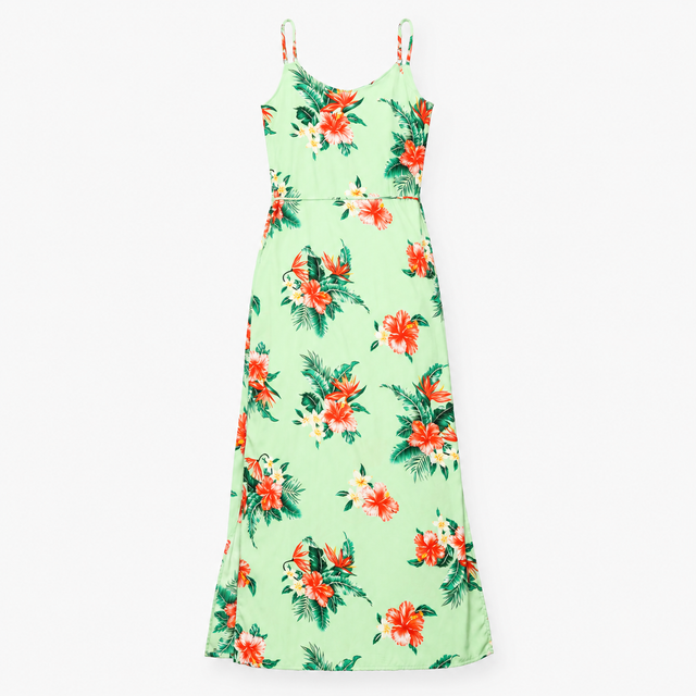 Dress Green Tropical Floral Cami Maxi