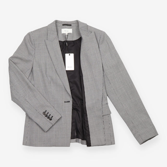 Reiss Black White Micro Check Single Breasted Blaz
