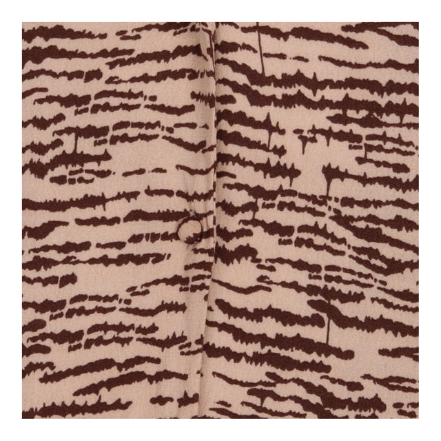 Midi Dress Beige Brown Animal Print Long Sleeve