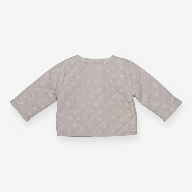 Quilted Jacket Grey with White Floral Print
