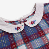 Dress Long Sleeved Tartan Flower Applique Collar