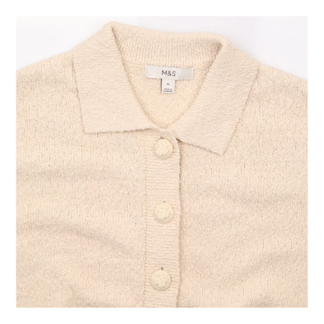 Cardigan Natural Cotton Polyester Collared Texture