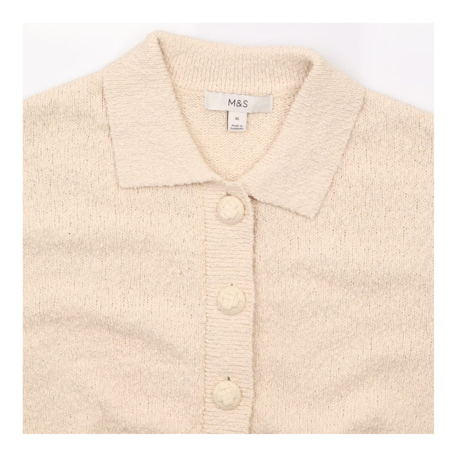 Cardigan Natural Cotton Polyester Collared Texture